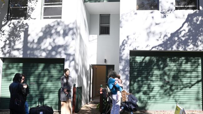 People wait outside a home for an inspection in Surry Hills, Sydney. Picture: NCA NewsWire / Jeremy Piper