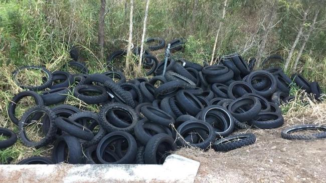 Thousands of tyres have been dumped across the northern Gold Coast.