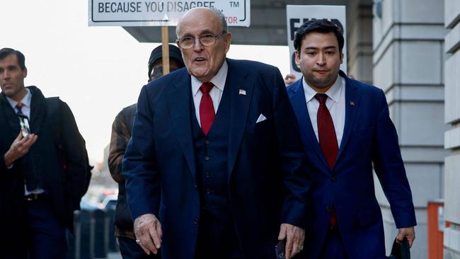 Rudy Giuliani walks out of the District Court in Washington. Picture: Getty Images