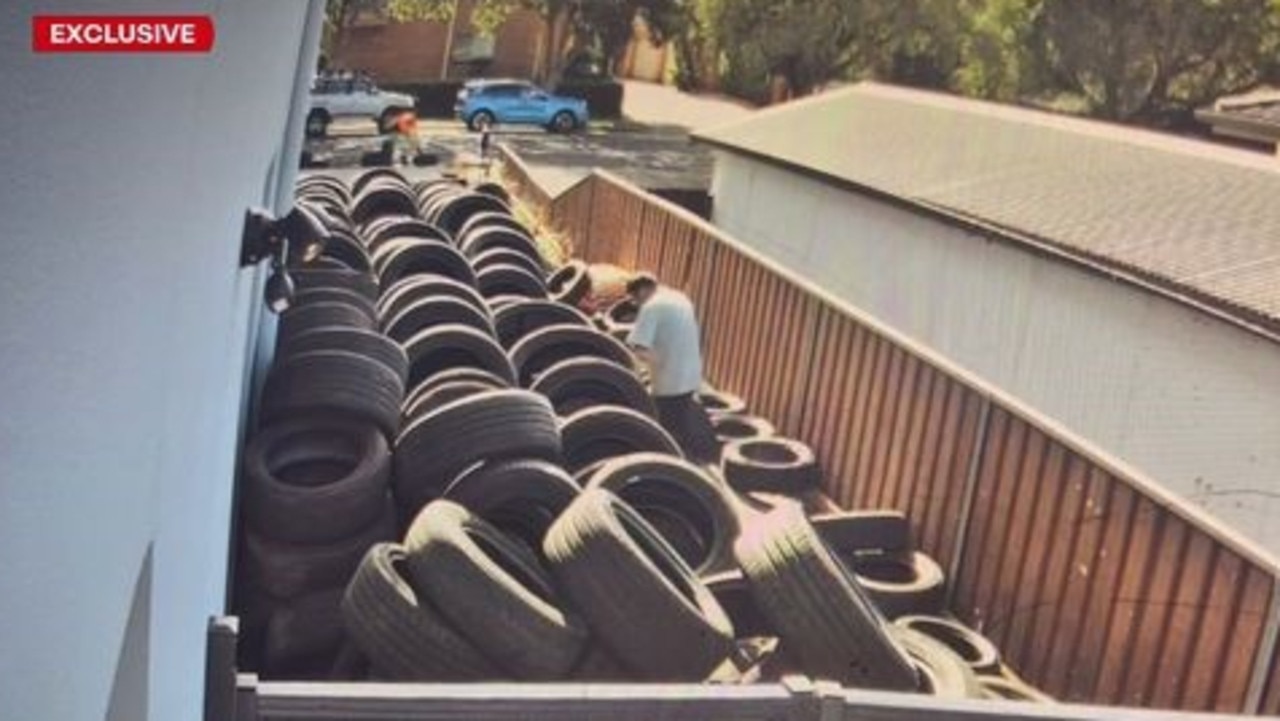 A Blacktown family were at work when the tyres were delivered by a mystery company. Picture: 9 News