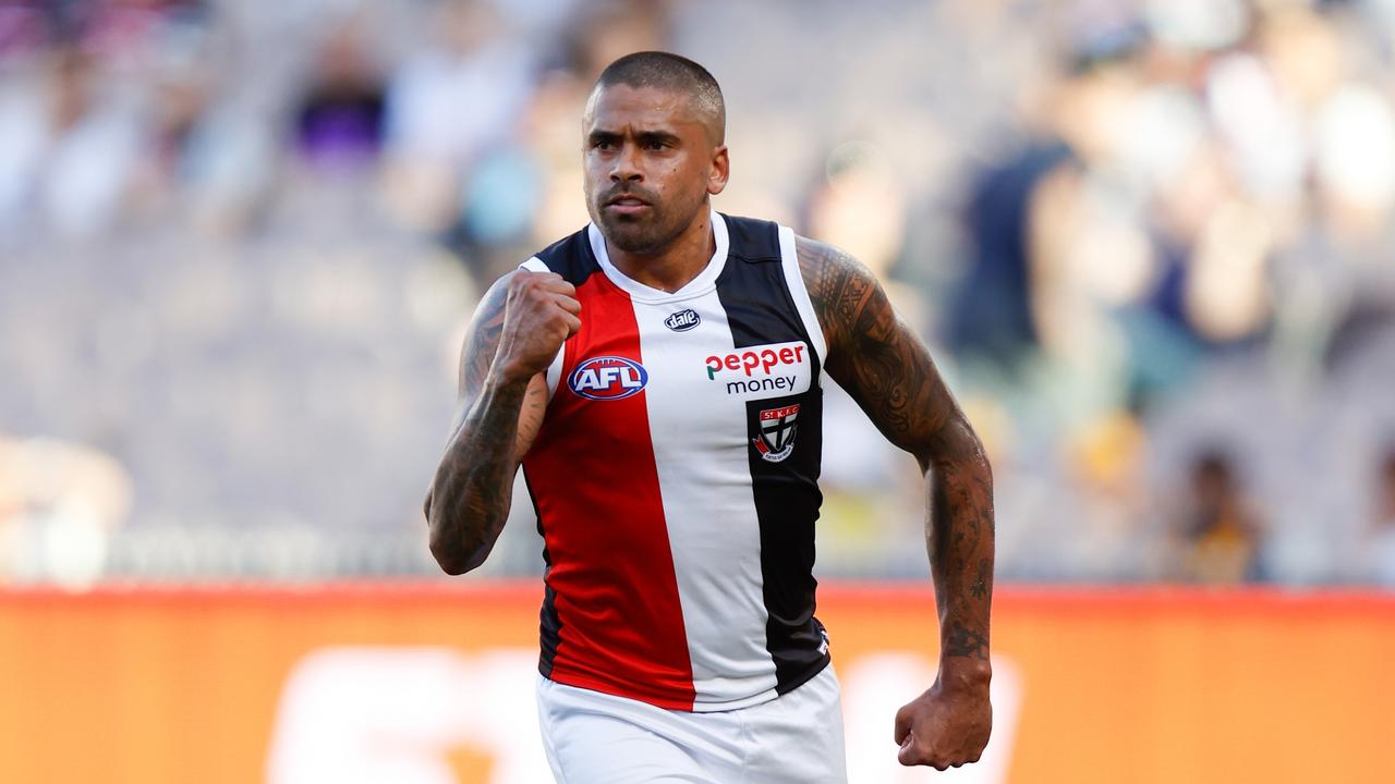 Hill celebrates a goal. Picture: Michael Willson/AFL Photos via Getty Images