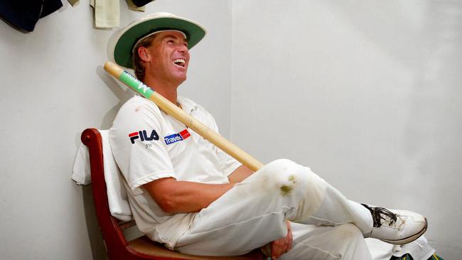 Warne relaxes in the rooms after taking his 500th wicket. Picture: Phil Hillyard.