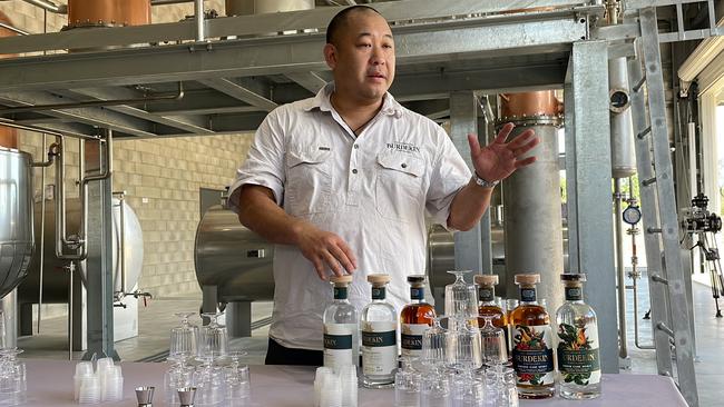 Burdekin Rum master distiller Jason Chan talks about the new still and the products he has been working on. Picture: Chris Burns.