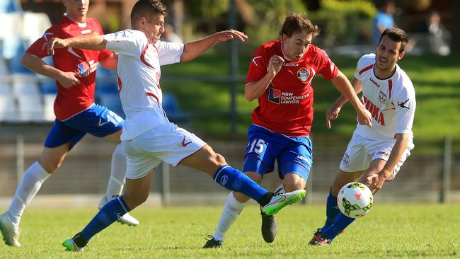 Bonnyrigg White Eagles midfielder Ray Miller goes on a run in their clash against Sydney United 58. MUST CREDIT: Football NSW