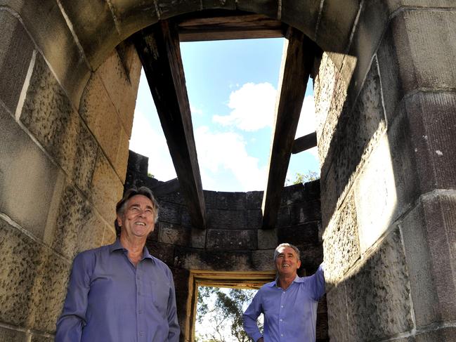 The sons of the founder of Old Sydney Town, Michael and Peter Fox at the Somersby park in 2013.