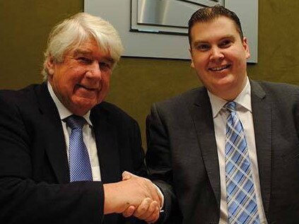 Dr Mal Hemmerling and Playford Mayor Glenn Docherty in 2015 after he became the CEO.