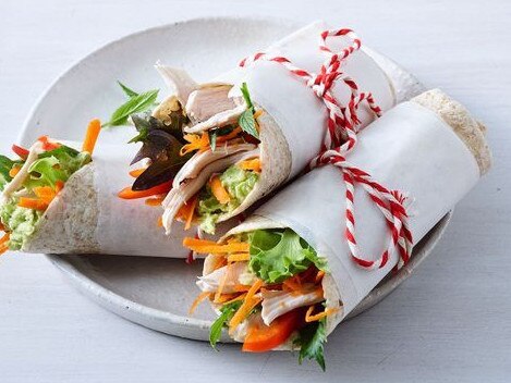 Chicken and avocado wraps.