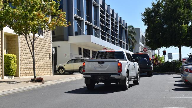 Traffic congestion backed up to turn into Quay Lane as two trucks are unloading.