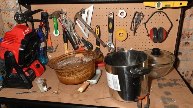 Images of a makeshift drug laboratory found in the Hinchinbrook property. Picture: AFP 