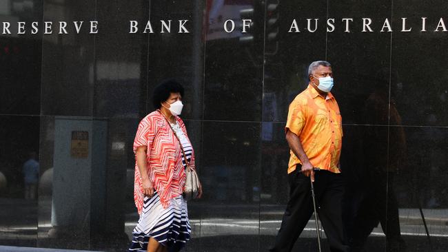 SYDNEY, AUSTRALIA - NewsWire Photos, FEBRUARY 01 2022: Members of the public are seen walking past the Reserve Bank of Australia in Sydney, as interest rates are expected to change today. Picture Gaye Gerard / NCA Newswire.