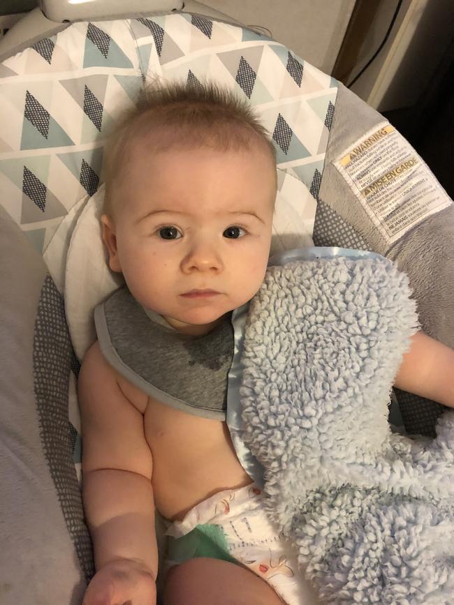 Thorbjorn Winter chilling with his Viking bear skin. Picture: Tristram Winter