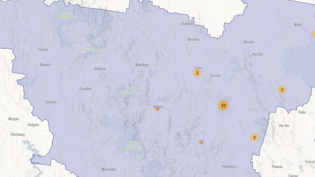 Where all reported crimes occurred in the Gympie region in the past week. Picture: Captured from My Police data.