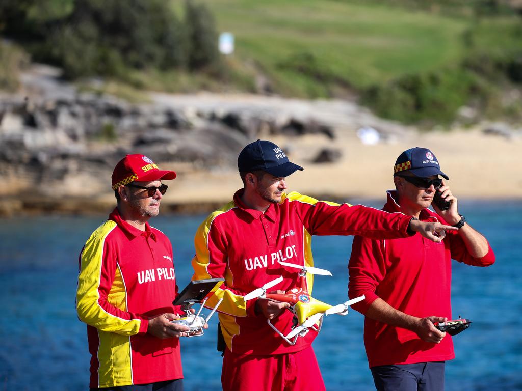 Drones were used at Little Bay Beach in the days after diving instructor Simon Nellist was fatally bitten by a shark. Picture: Gaye Gerard / Daily Telegraph