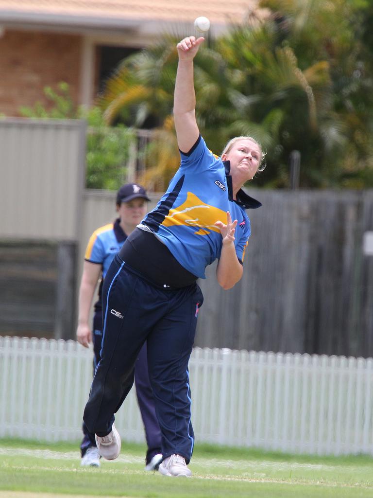 Katherine Raymont Shield women's cricket - Gold Coast Dolphins vs Wynnum-Manly/Redlands at Bill Pippen Oval, Robina. Dolphins Bowler Belinda McDougal. Pic Mike Batterham