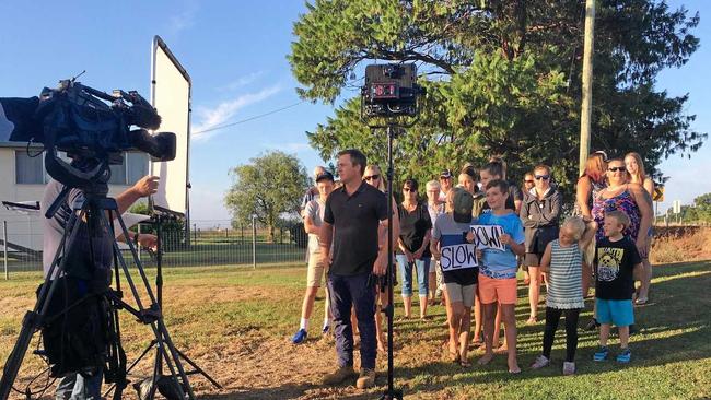 Ulmarra residents live on Channel 9's The Today Show to express their concerns for the notorious black-spot. Picture: Jenna Thompson