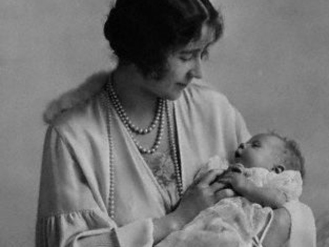 Elizabeth, Duchess of York, holds her baby daughter Princess Elizabeth, the future Queen Elizabeth II. Picture: Hulton-Deutsch Collection/Corbis