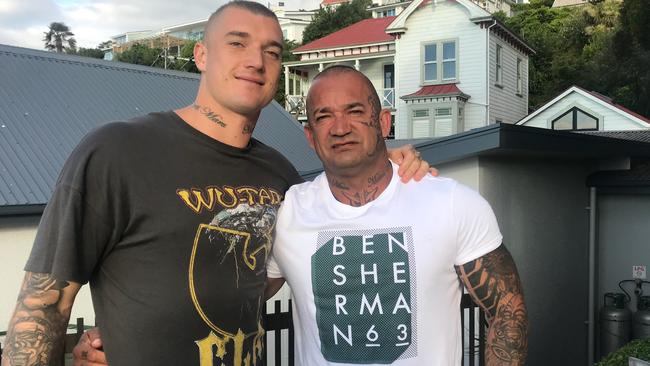 Dustin Martin with his late father, Shane Martin, during a visit to Auckland.