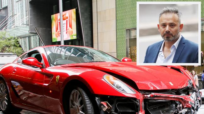 Norman Vancuylenberg with his badly damaged Ferrari