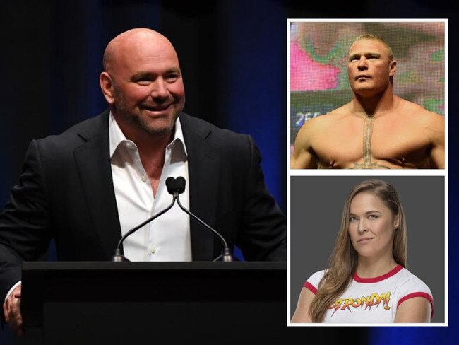 Dana White, Brock Lesnar and Ronda Rousey