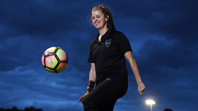 Sarah Chappel from the Adelaide Comets is hoping her all-female street soccer team can again represent Australia at the Neymar JR’s Five 2019 tournament in Sao Paulo. Picture: Tom Huntley