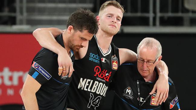 Jack White suffered a serious injury in United’s win over Cairns. Picture: Getty Images