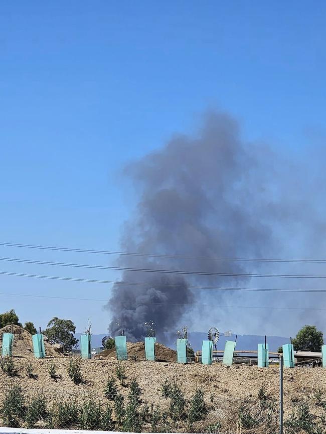 Fire crews were alerted to a blaze at Wingfield in Adelaide about 1pm on Tuesday. Picture: Facebook