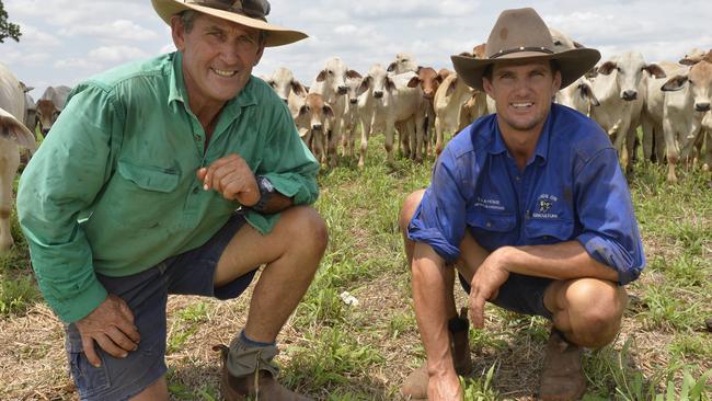 Northern Territory cattle farmer Phil Howie (L) with his son Chris Howie of Maneroo Station. Located Douglas Daly Region 2.5 hours south of Darwin on the Oolloo Road.