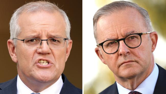 Scott Morrison and Anthony Albanese will go head to head tonight at the first leaders’ debate of the election campaign. Pictures: Toby Zerna; Naomi Jellicoe/NCA Newswire