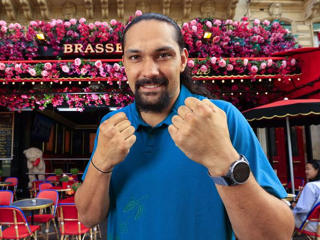 Paris Olympics 2024Ã Australian boxer Teremoana Teremoana enjoys a coffee on the Champs-Elysees before the start of competition. Pics Adam Head