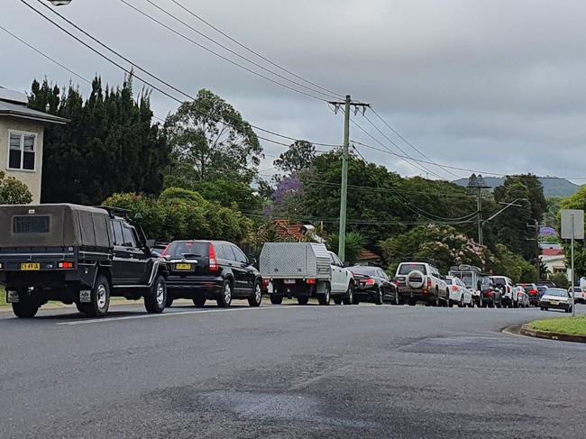 Traffic is backed up on major Lismore roads, including Wyrallah Rd, after a crash on Ballina Rd.