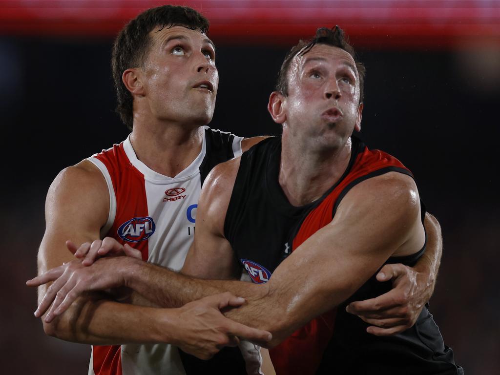 The Bombers’ stoppage game has vastly improved off the back of Todd Goldstein’s recruitment. Picture: Michael Klein