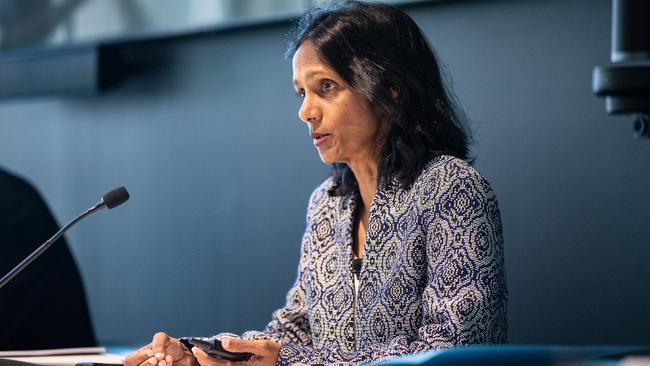 Macquarie chief executive Shemara Wikramanayake said that some 20 per cent of global energy capacity now reflected wind and solar sources. Picture: NCA NewsWire / Christian Gilles