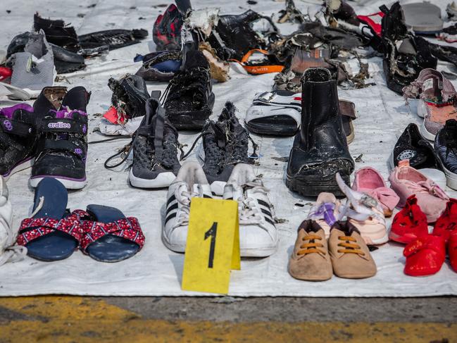 Personal items recovered from Lion Air flight JT610 by Search and Rescue personnel. Picture: Getty