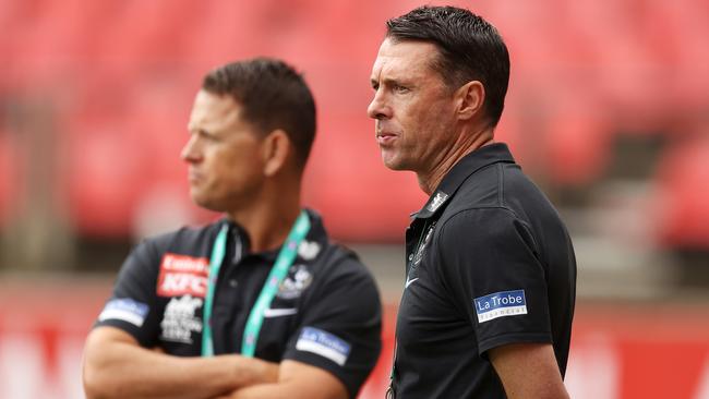 Craig McRae with assistant coach Brendon Bolton. Picture: Getty Images