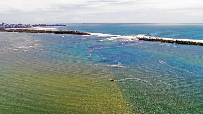 Drone photo of the breakthrough at Bribie Island. Picture: Patrick Woods