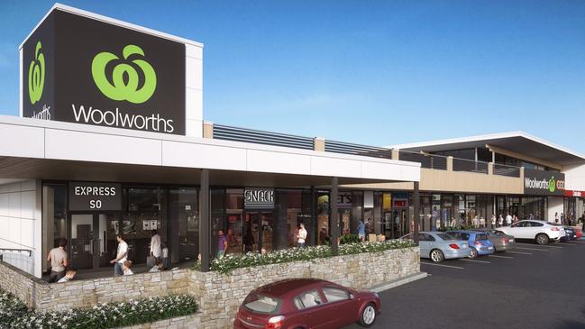 Artists impression of the new Woolworths shopping centre development at Dakabin.