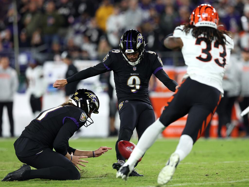 New Orleans Saints kicker Wil Lutz (3) kicks the point after touchdown  against the Baltimore Ravens during the second half of an NFL game at M&T  Bank Stadium in Baltimore, Maryland, October