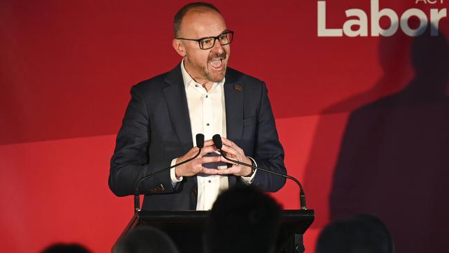 Chief Minister of the Australian Capital Territory, Andrew Barr speaks at the ACT Labor campaign launch in Canberra. Picture: NewsWire / Martin Ollman