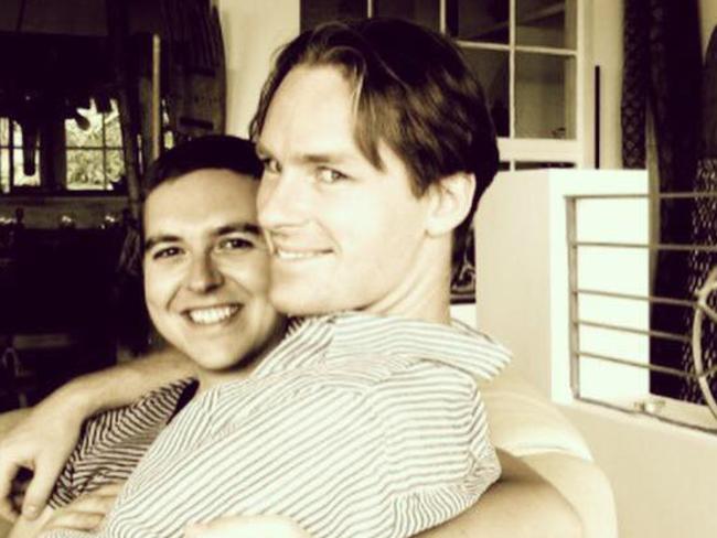 Tori Johnson (right) and his partner Thomas Zinn. Johnson was killed when he was executed by Monis. Picture: Facebook