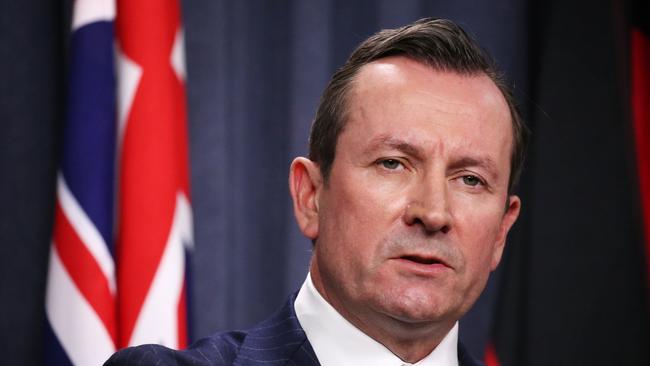 WA Premier Mark McGowan has virtual quarantine check’ app that will ensure quarantined individuals can be ‘virtually’ checked by police via their mobile device. Picture: Jackson Flindell/The West Australian