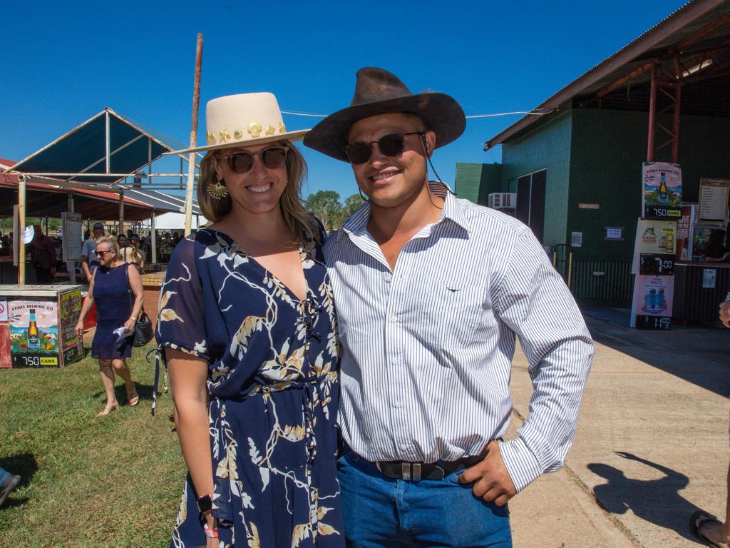 Meghan Trenfield and Chris Wood at the 2021 Adelaide River Races. Picture: Glenn Campbell