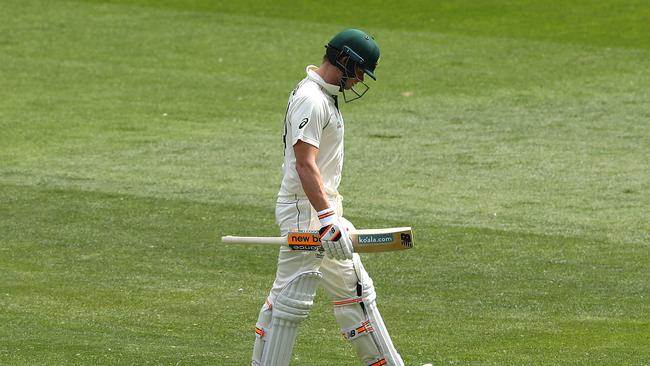 MELBOURNE, AUSTRALIA - DECEMBER 28: Steve Smith of Australia walks off after he was dismissed during day three of the Second Test match between Australia and India at Melbourne Cricket Ground on December 28, 2020 in Melbourne, Australia. (Photo by Robert Cianflone/Getty Images)