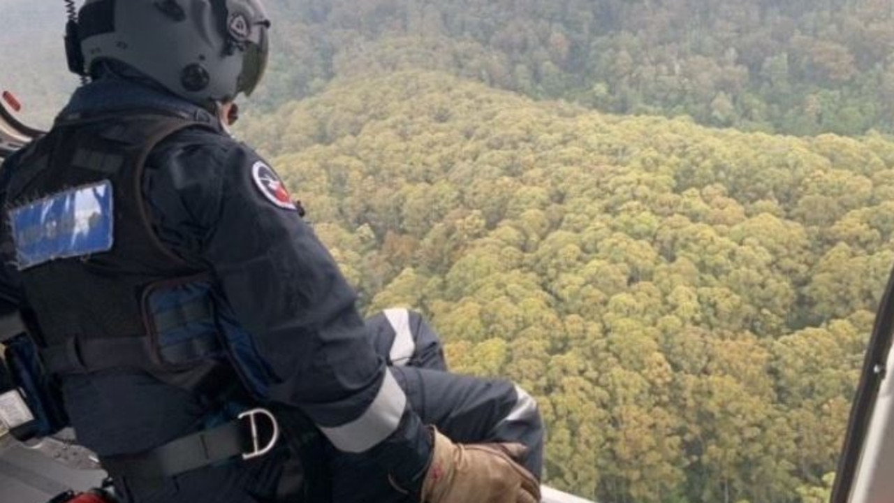 Search crews scoured the rugged terrain after the plane failed to reach its destination. Picture: Westpac Rescue Helicopter