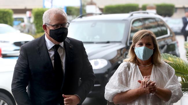 Prime Minister Scott Morrison arriving at the mass. Picture: Damian Shaw