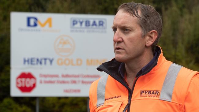 24/1/20: PYBAR Mining Services CEO Brendan Rouse at the entrance to the Henty gold mine. Picture: Grant Wells.