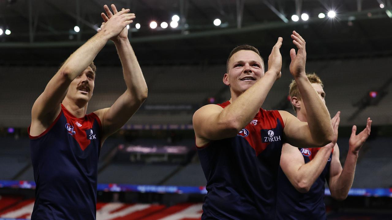 Jake Lever (left) and Steven May were both named in the All-Australian backline last year. Picture: Michael Klein