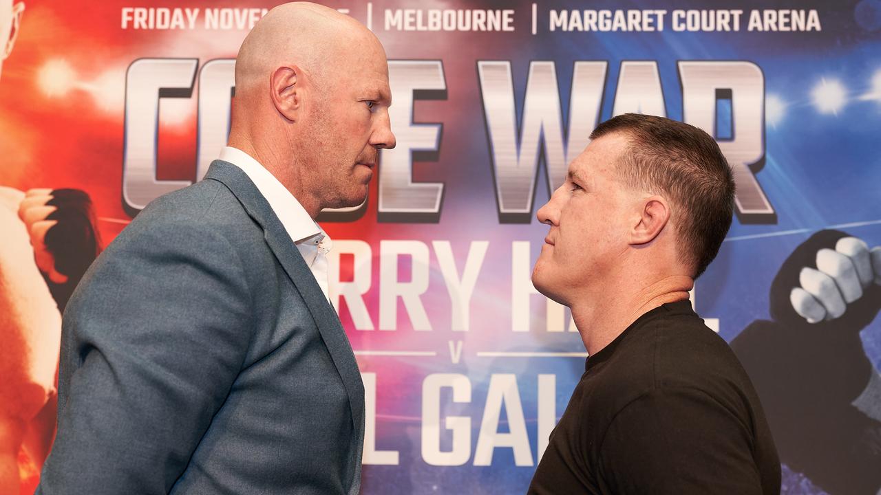 Former AFL player Barry Hall and retired NRL player Paul Gallen will box on Friday night in Melbourne.