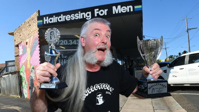 Heathmont's Paul Gee, 66, is on a high after his success at Mulletfest 2020. Picture: Josie Hayden