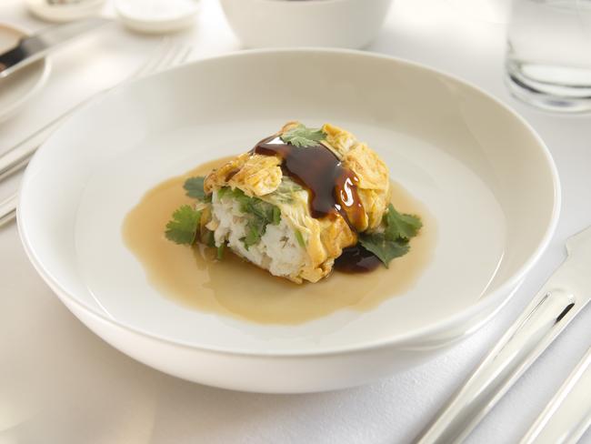 Chinese style crab omelette with oyster sauce will be making a comeback on the first class menu. Picture: Qantas