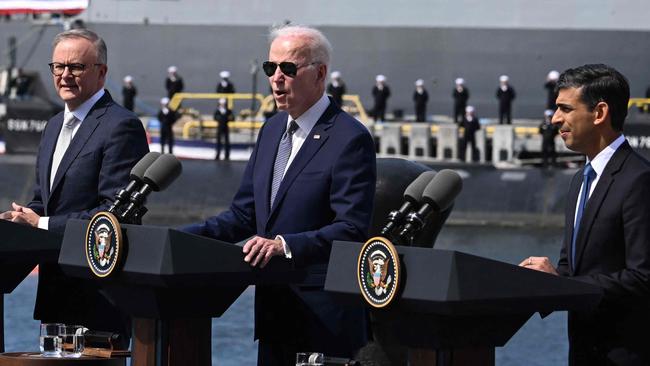 Anthony Albanese, Joe Biden and Rishi Sunak in San Diego in March.